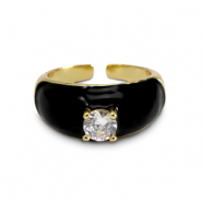 Anillos Must-have esmalte & zirconia Dorado-negro
