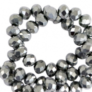 Abalorios faceteados disco 6x4 mm Plateado-revestimiento pearl shine
