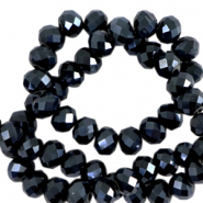 Abalorios faceteados disco 4x3 mm Negro-revestimiento pearl shine