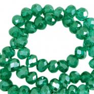 Abalorios faceteados disco 4x3mm Verde lago-revestimiento pearl shine