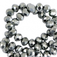 Abalorios faceteados disco 3x2mm Plateado-revestimiento pearl shine