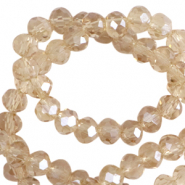Abalorios faceteados disco 3x2mm Beige latte-revestimiento pearl shine