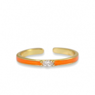Metal TQ latón anillo esmalte Naranja cristal-dorado
