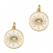 Metal TQ lat&oacute;n colgantes ojo providencia esmalte Dorado-blanco