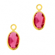 Colgantes de cristal ovalado Rosa ruby-dorado