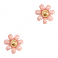 Abalorios Miyuki flor 8mm Rosa salmón-dorado
