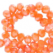 Abalorios faceteados disco 3x2mm Naranja c&aacute;lida confortante-revestimiento pearl shine