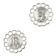 Colgantes metálicos DQ entrepieza Jesús y María Plata vieja (sin níquel)