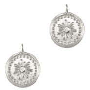 Colgantes met&aacute;licos DQ flor Plata vieja (sin n&iacute;quel)