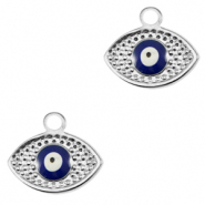 Colgantes Acero Inox ojo providencia esmalte Plateado-azul
