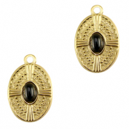 Colgantes Acero Inox ovalado con piedra natural Dorado-negro