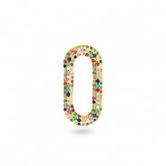 Entrepieza zirconia arco&iacute;ris &oacute;valo Dorado