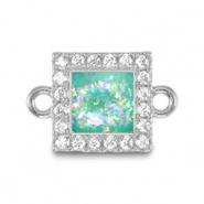 Metal TQ latón colgante / entrepieza cuadrado esmalte Plateado-azul turquesa