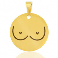 Colgantes Acero Inox senos Dorado