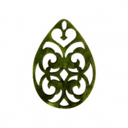 Colgantes de resina gota barok Verde oliva oscuro