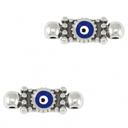 Colgantes metálicos DQ entrepieza ojo turco/nazar Plata vieja-azul oscuro (sin níquel)