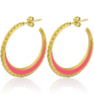 Pendientes Acero Inox criolla 30mm Dorado-rosa brillante