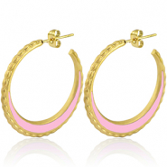 Pendientes Acero Inox criolla 30mm Dorado-rosa claro