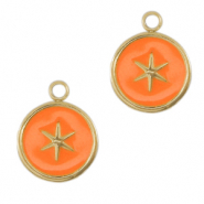 Colgantes Acero Inox estrella Dorado-naranja ne&oacute;n