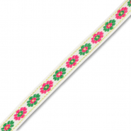 Cinta con flores Blanco-verde-rosa