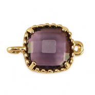 Entrepieza de cristal cuadrado Púrpura-dorado