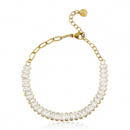 Pulseras Acero Inox Dorado-cristal