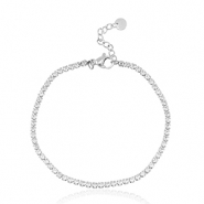 Pulseras Acero Inox Plateado-cristal