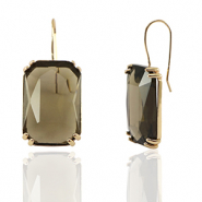 Pendientes de Cristal rect&aacute;ngulo Marr&oacute;n-dorado