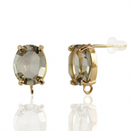 Pendientes de Cristal con anilla ovalado Marrón-dorado
