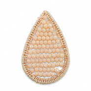 Colgantes tejido con abalorios faceteados gota Rosa melocot&oacute;n