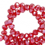 Abalorios faceteados disco 4x3mm Torte de pasas roja-revestimiento pearl shine
