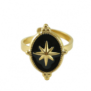Anillos Acero Inox estrella Dorado-negro