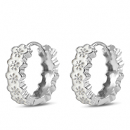 Metal TQ lat&oacute;n criolla esmalte flor Plateado-blanco rojo