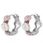 Metal TQ lat&oacute;n criolla esmalte flor Plateado-blanco rosa