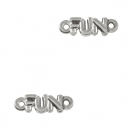 Colgantes met&aacute;licos DQ entrepieza "FUN" Plata vieja (sin n&iacute;quel)