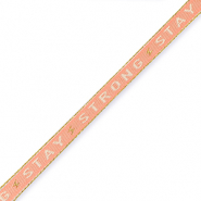 Cinta con texto "stay strong" Rojo coral-beige