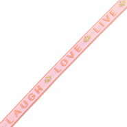Cinta con texto "live laugh love" Rosa-rosa coral