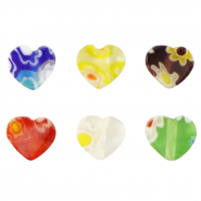 Abalorios Millefiori coraz&oacute;n flor Multicolor
