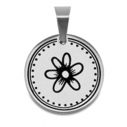 Colgantes Acero Inox flor Plateado