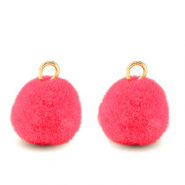 colgantes pomp&oacute;n con anilla 10mm Dorado-rosa hot