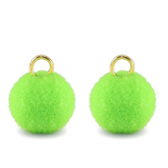 colgantes pomp&oacute;n con anilla 10mm Dorado-verde n&eacute;on