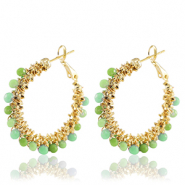 Pendientes Acero Inox faceteados Verde-dorado