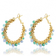 Pendientes Acero Inox faceteados Azul-dorado