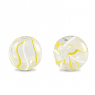 Abalorios de cristal pintados a mano 14mm Transparente-amarillo blanco