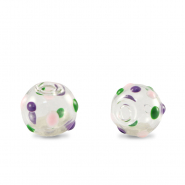 Abalorios de cristal pintados a mano 8mm Transparente-p&uacute;rpura verde