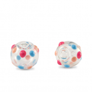 Abalorios de cristal pintados a mano 8mm Transparente-rojo azul