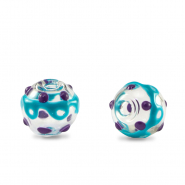 Abalorios de cristal pintados a mano 8mm Transparente-p&uacute;rpura turquesa