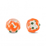 Abalorios de cristal pintados a mano 8mm Transparente-verde naranja