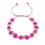 Pulsera tobillera con abalorios faceteados flor Fucsia-marr&oacute;n topacio