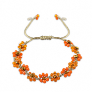 Pulsera tobillera con abalorios faceteados flor Naranja multicolor-marr&oacute;n topacio